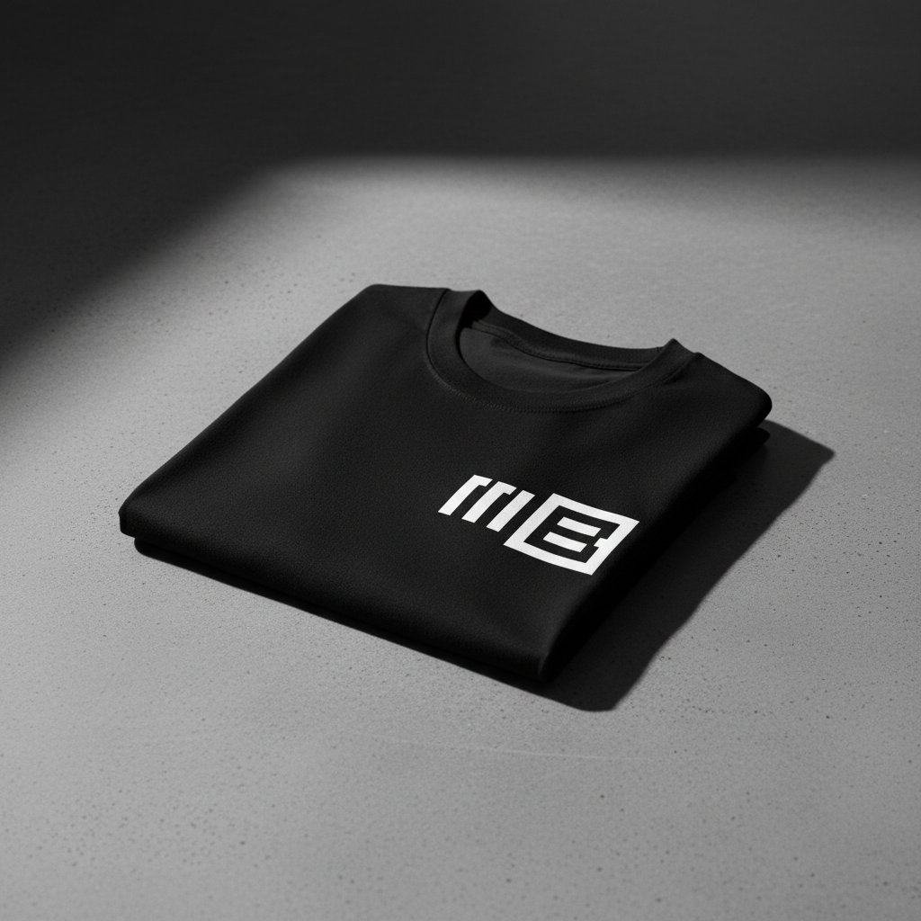 Folded heavyweight black tee with chest logomark